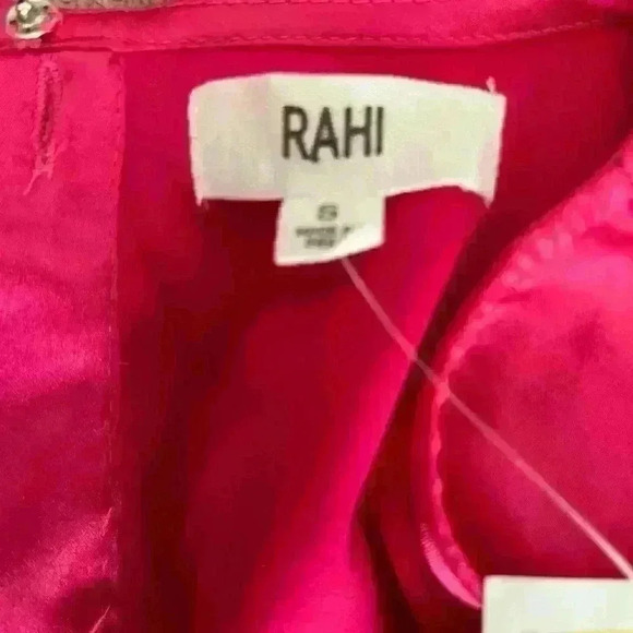 Rahi Cierra Dress Women's small Fuchsia Satin Midi Cutout Balloon Sleeve new - Picture 6 of 6